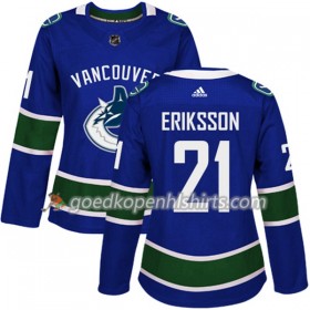 Vancouver Canucks Loui Eriksson 21 Adidas 2017-2018 Blauw Authentic Shirt - Dames